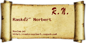Raskó Norbert névjegykártya